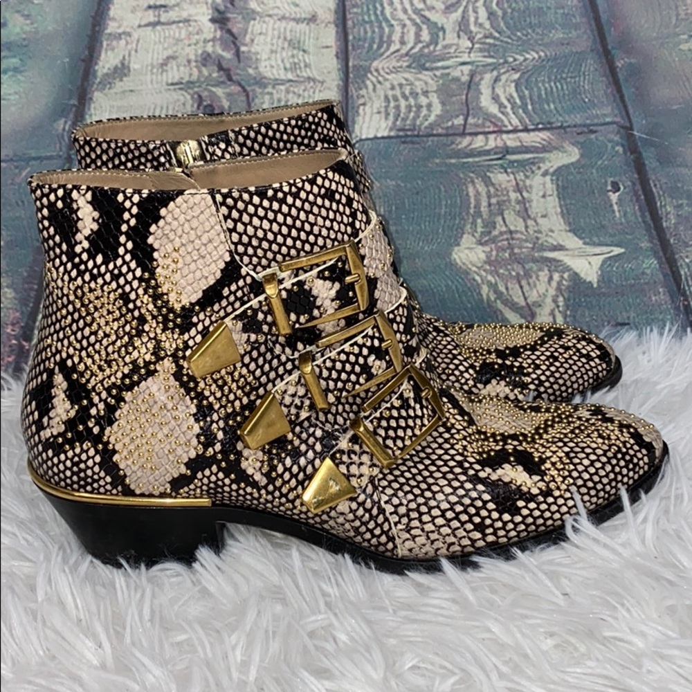 Chloe | Susanna Python Snakeskin Print Studded Bo… - image 3